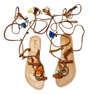 Celfie & Co Tassle Charm Gladiator Sandals Size 40 / 9.5
